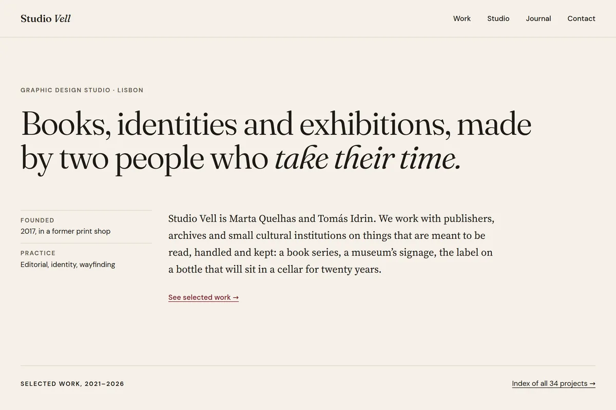 A design studio portfolio built with Atelier